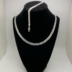 .925 Sterling silver chain necklace and bracelet set